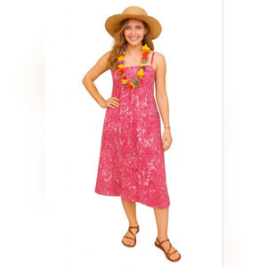 Hula Bay Pink Patterned Sleeveless Dress – Size L